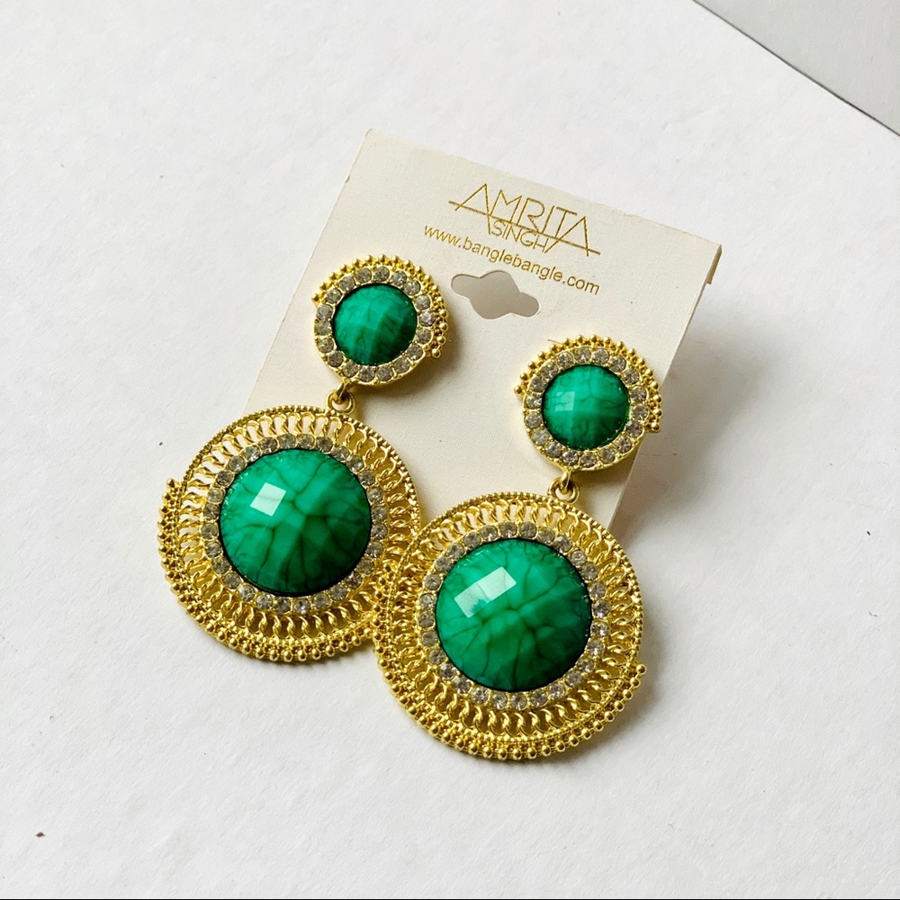 Amrita Singh Yellow Gold Disc Drop Earrings